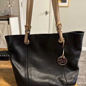 Michael Kors Black and Tan Tote Bag